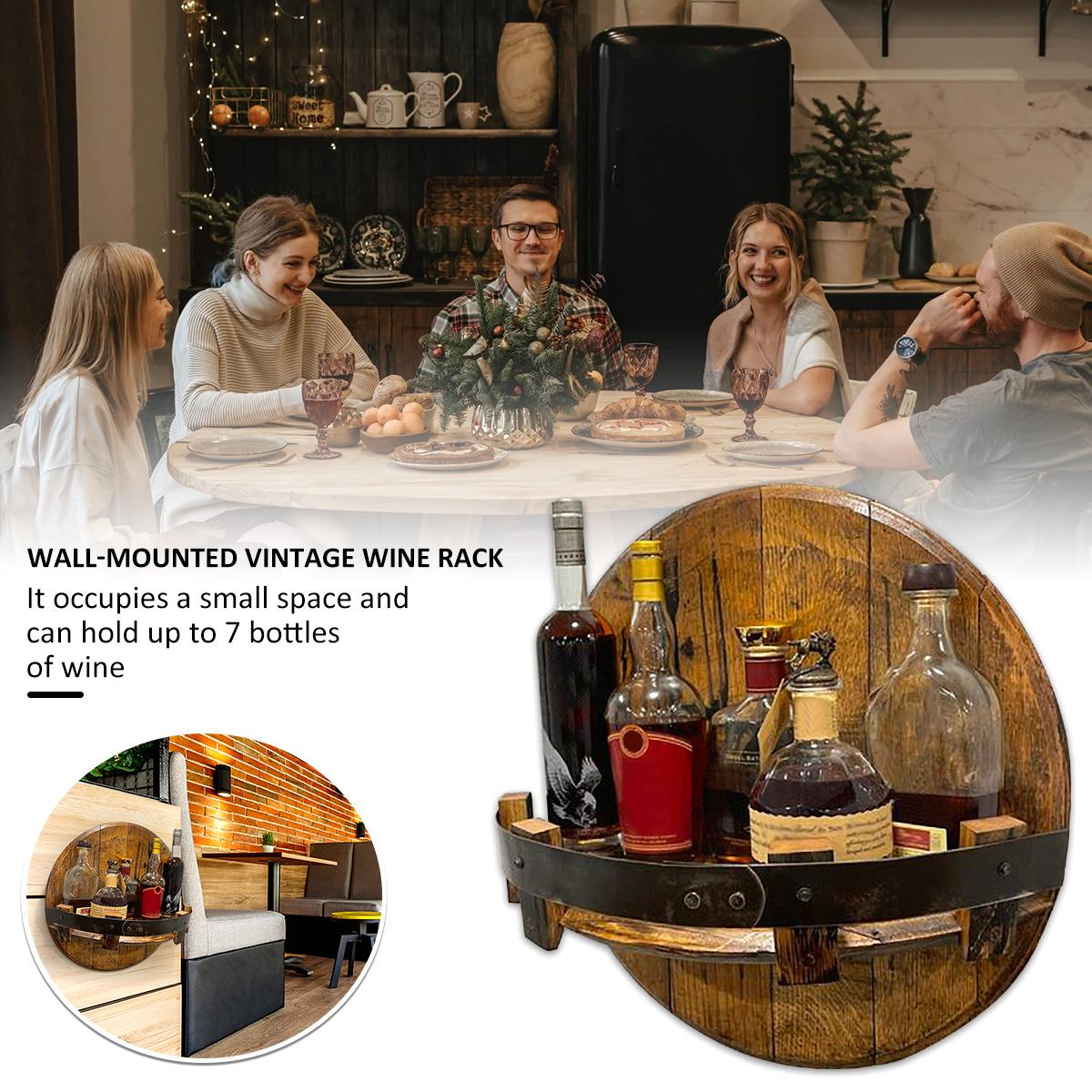 Wooden Wall Mount Wine Bottle Holder Whiskey Bottle Rack Vintage Wall Shelves Wood Display Stand Shelf Home Bar Accessories