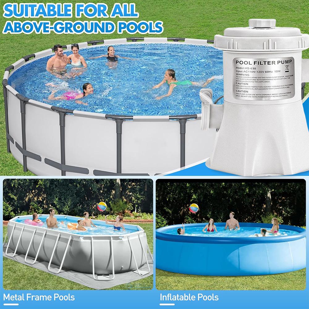 Pool Filter Pump 330 GPH Paddling Pool Electric Water Pump With 2 Pool Filter Cartridge Pool Pumps Ground Small Pool Filter Pump