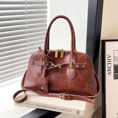 Leather Bag Retro Brown Tote Bag Women Crossbody Bag  Handbag Shell Bag Female Trend Fashion Travel Shoulder Crossbody Bag