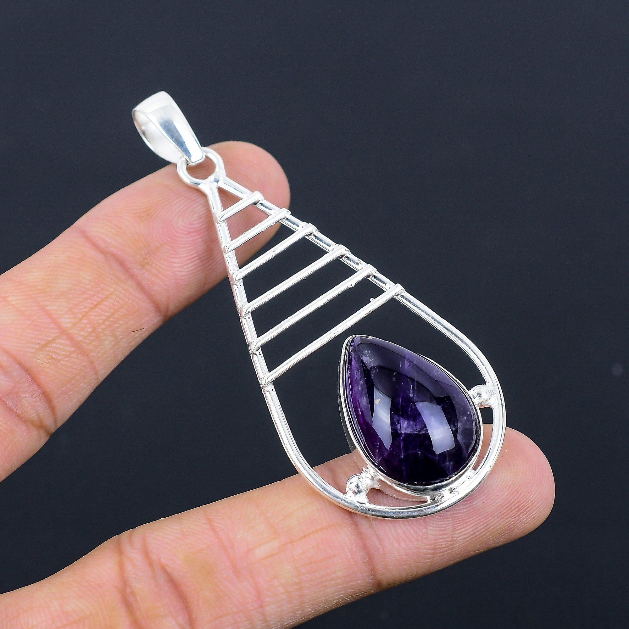 

Halloween Sale 925 Silver Natural Star Amethyst Sister Boho Elegant New Pendant