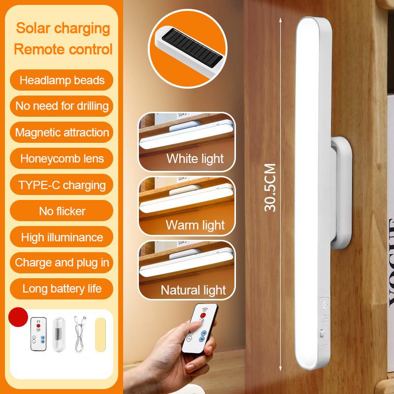 Desk Lamp Solar Hanging Magnetic Table Lamp LED USB Rechargeable Stepless Dimming Cabinet Closet Wardrobe Night Light