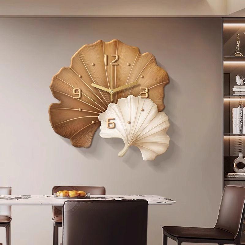 

Листок гінкго з годинником Настінний декор для ресторану Картина Простий настінний годинник для вітальні Креативний настінний годинник для фону телевізора та дивана 30×30cm