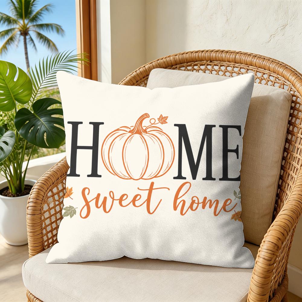 Pumpkin Patch Cushion Cover Double-Sided Plush Sofa Cushion Covers Organic Breathable Invisible Zipper