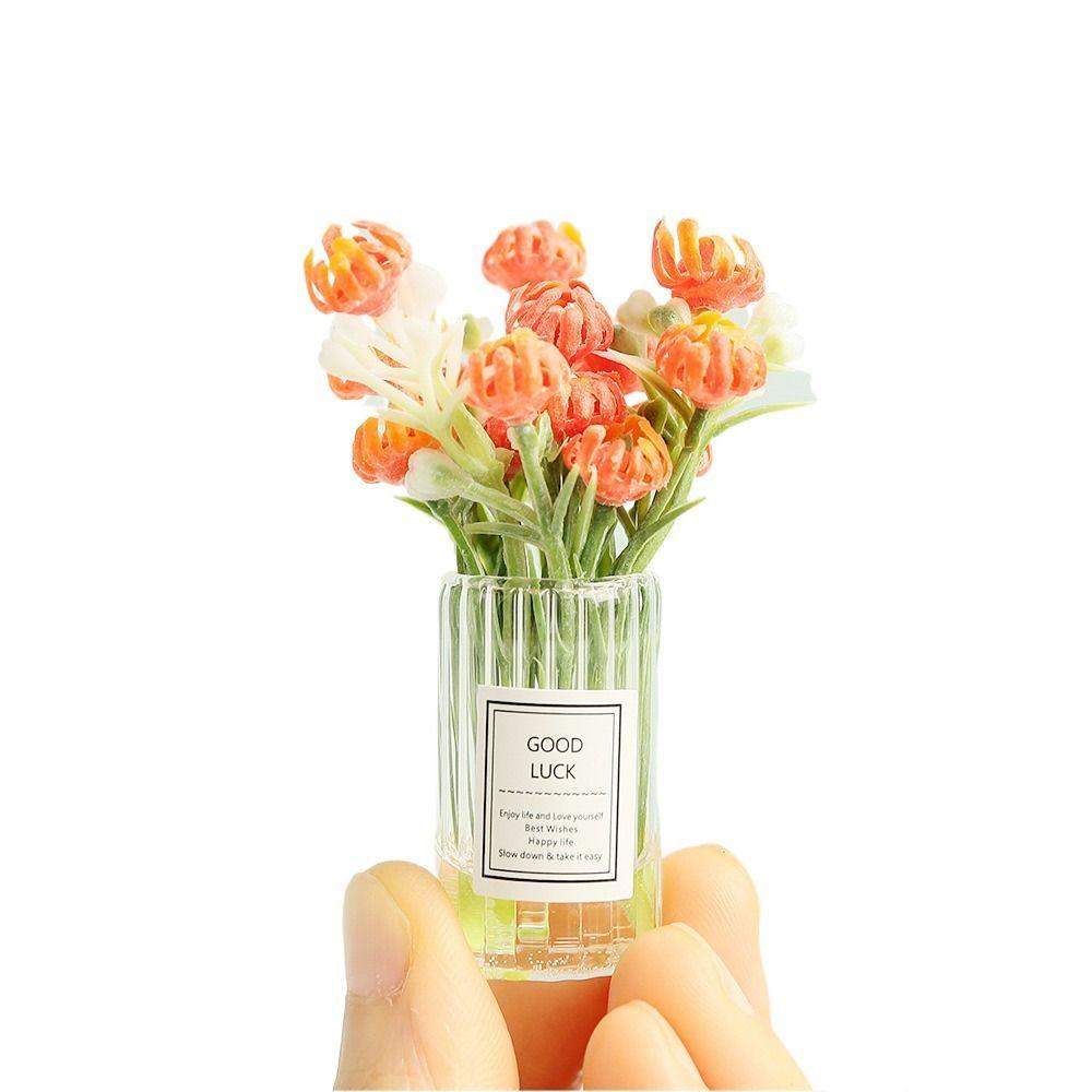 Multicolor Dollhouse Flower Vase 1/6 1/8 1/12 Doll Floral Toy Dollhouse Ornament