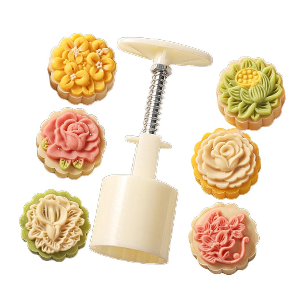MidAutumn Festival Mooncake Maker Flower Shape Moon Cake Mold Cookie Stamps DIY Hand Press Cookie Dessert Cutters