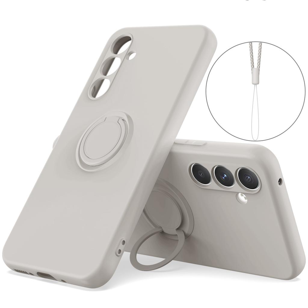 For Samsung Galaxy S25 FE Silicone Case with Strap Ring Kickstand Phone Cover