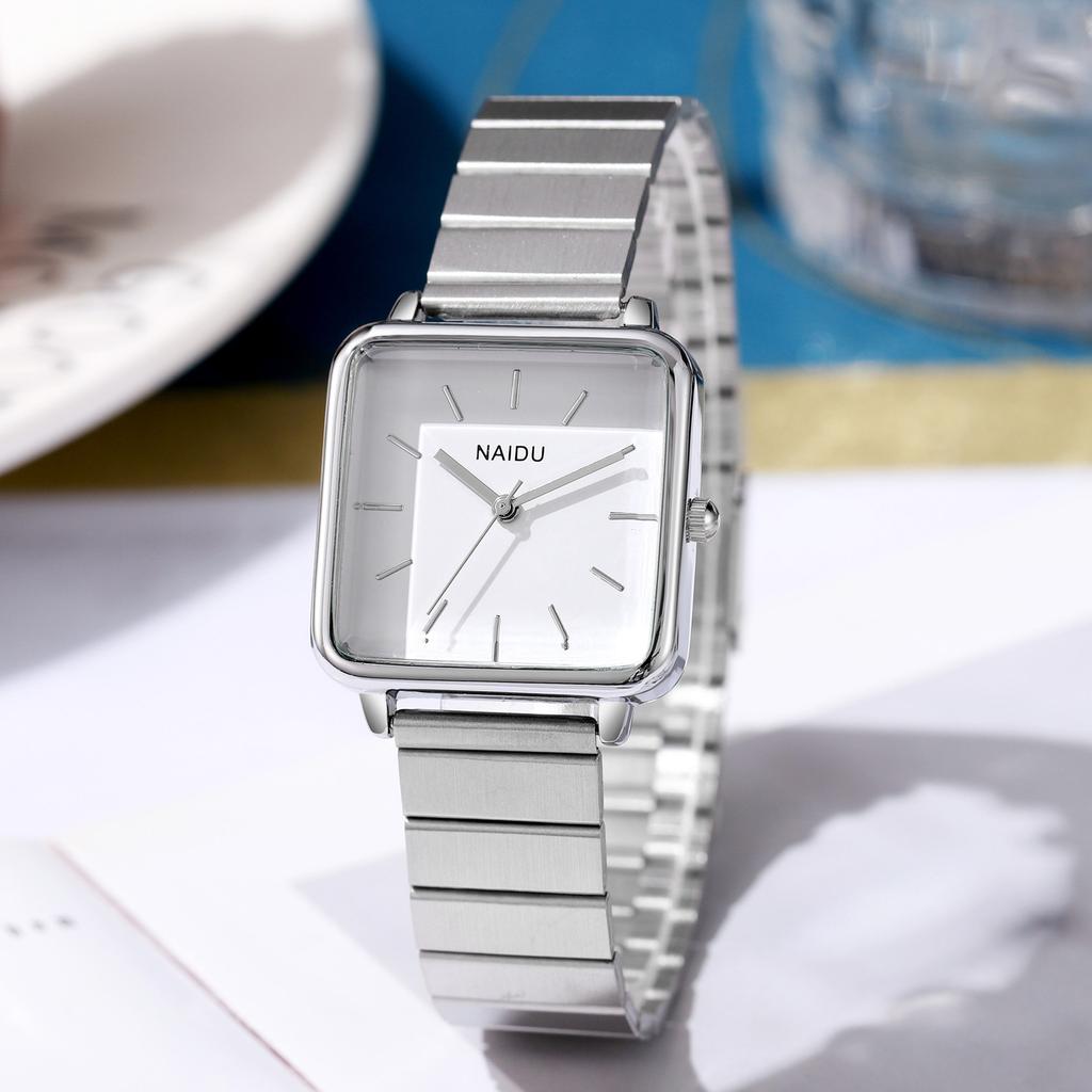 Elegant Simple Women's Watch Stainless Steel Strap Quartz Watches Square Dial Casual Fashion Wristwatch Suitable for Daily Wear