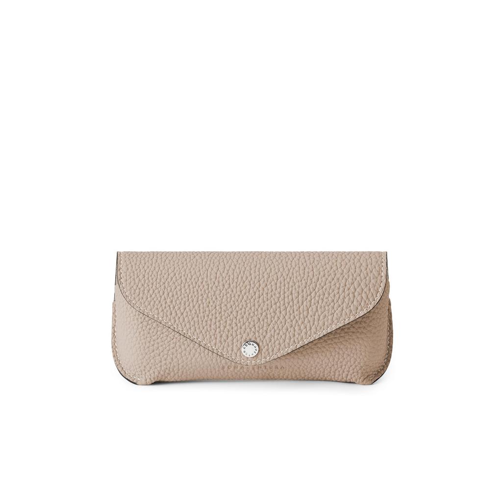 BONAVENTURA Flap Eyeglass Shrink Italian Genuine Case, Leather, Greige, Leather, Leather, Gift, BECT2-GG