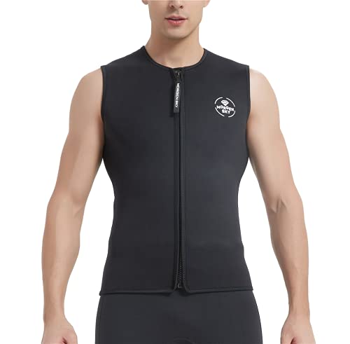 

MORGEN SKY Wetsuit, 3mm Wet Vest, Thermal Innerwear, Fleece-Lined, Front Zipper, Sleeveless, Unisex, Size 108 (Black, XXL)