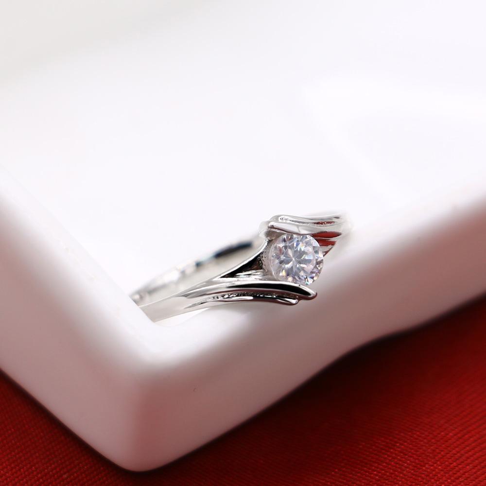 5A Zircon Ring Children'S Thick Platinum Plated Ring Temperament Single Ring Gift