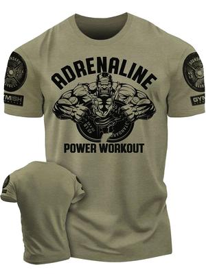 Camiseta de gimnasio con impresión 3D de Adrenalina Power Workout, de algodón de alta calidad, informal, de manga corta, para hombre, musculoso, tipo duro