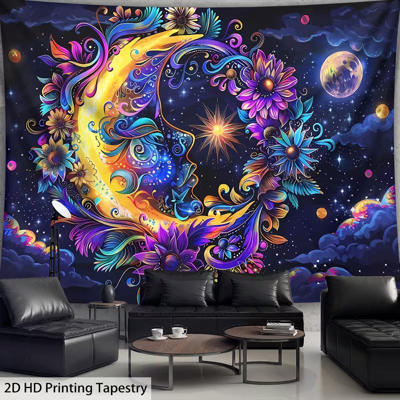 2D Colorful Crescent Moon Cosplay Photo Backdrop 47.2x31.5inch/120*80cm