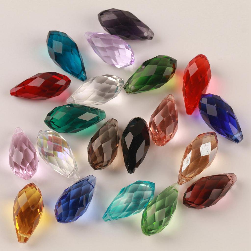 10pcs Teardrop Faceted Crystal Glass Beads Loose 12x25mm Drilled Pendant Drops  Crafts Beads for DIY Jewelry Making  Accessories
