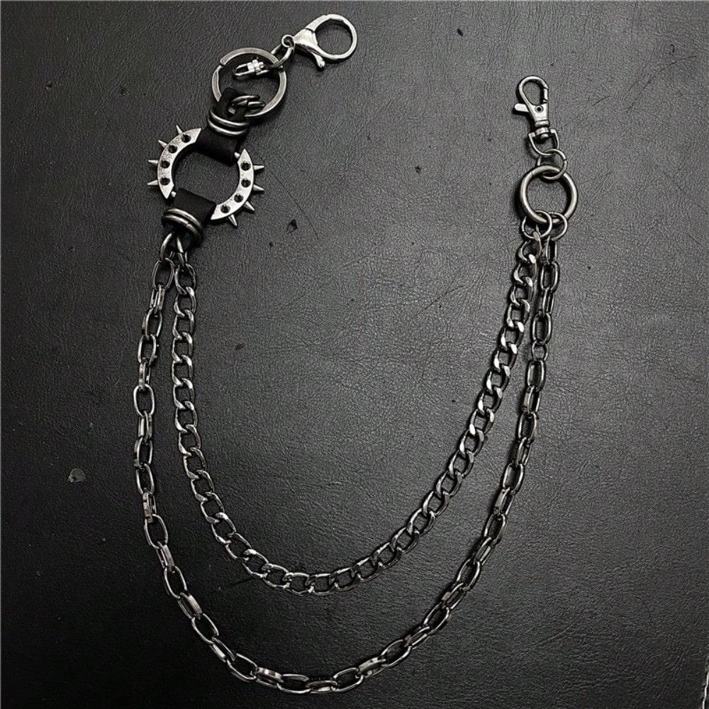 Chaîne de taille punk noire tendance unisexe à boucle unique vintage Chaîne pour pantalon hip-hop noir