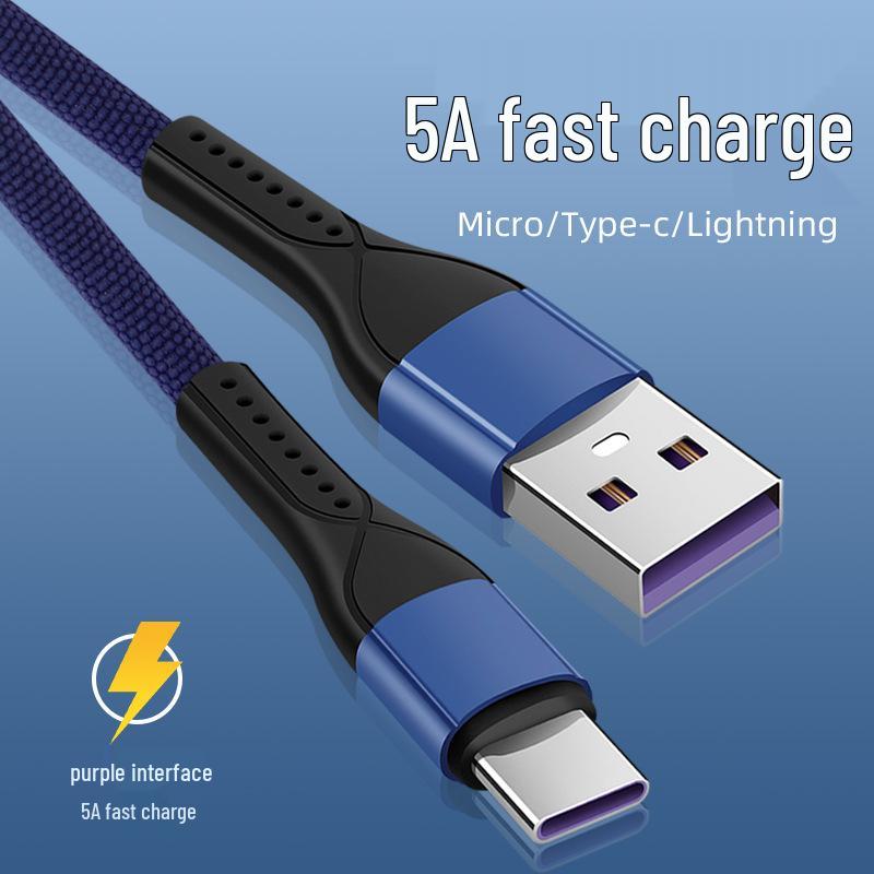 

Universal Type-C & Apple USB Cable for Super Fast Charging, Compatible with Android & Huawei Devices Old Android flat gray