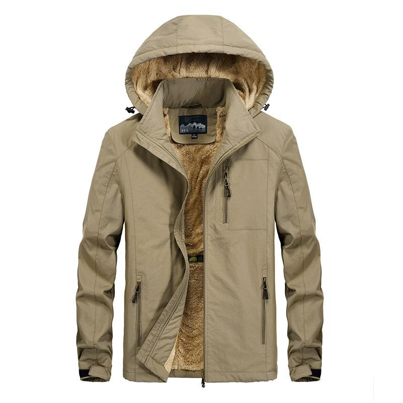 Men's Thick Cotton Coat with Added Fleece, Men's Autumn and Winter Mid To Long Length, Detachable Jacket, Loose and Warm Cotton Clothing