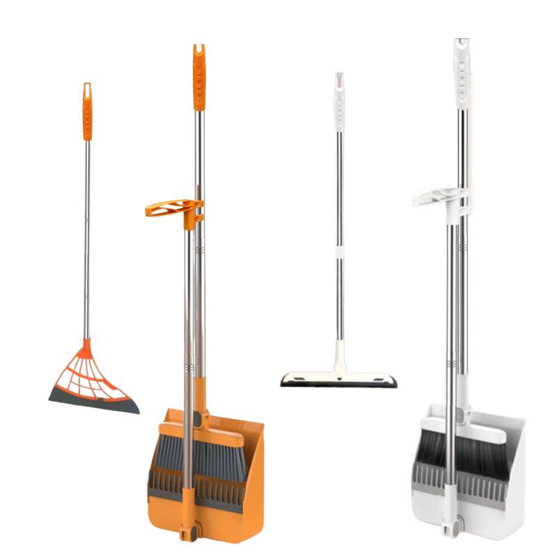 Plastic Cleaning Broom And Dustpan Set With Durable Nonstick Head For Household And Commercial