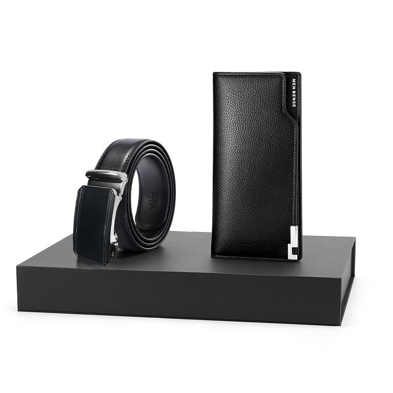 Ew schwarze Geldbörse Geldbörse Gürtel Set Herren Rindsleder Geschenkset Kombination Business Gürtel