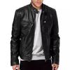 European & American Style Men's Stand-up Collar Leather Motorcycle Jacket with Logo