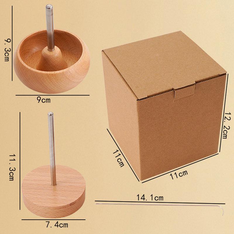 Manual Rotating Fast Beading Threader, Solid Wood Beading Bowl, Rice Bead DIY Beading Tool