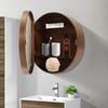 50cm Round Bathroom Mirror Cabinet W/ Storage, Flip Open Door, 3-Tier Interior, Wall Mount Modern Vanity Organizer for Bathroom