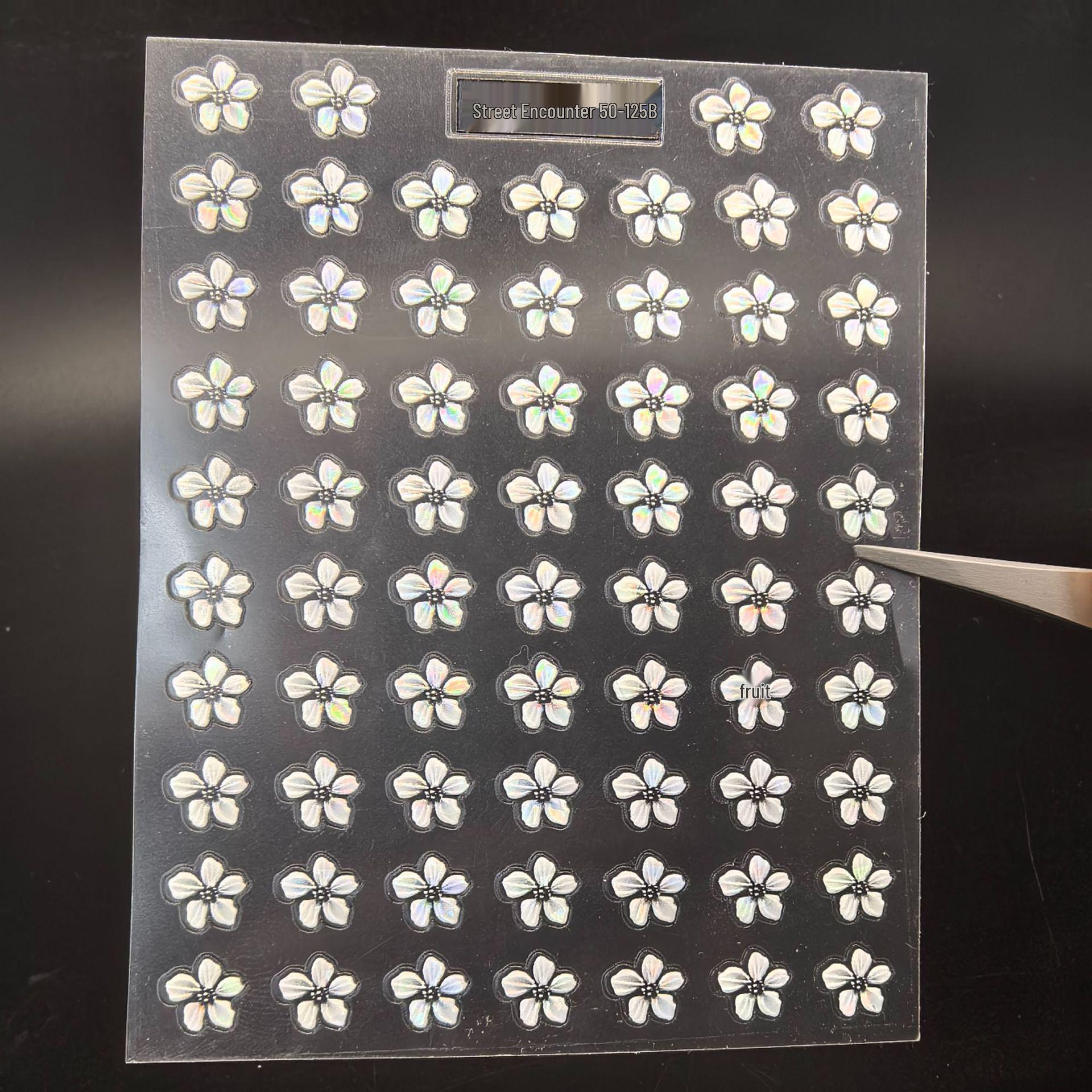 

Street Encounter 5D Iridescent Five-Petal Flower Nail Art Stickers - Spring Edition, Embossed & Waterproof