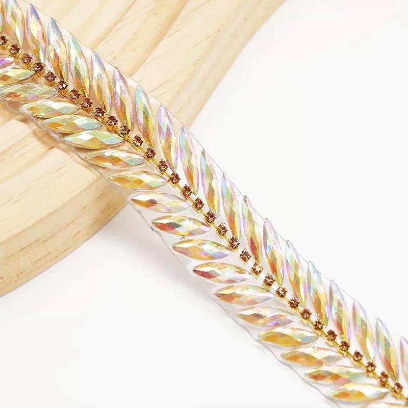 2 Yard Hot Fix Resin Rhinestone Ribbon Rhinestone Trim Chain Glue On Crafts Garment Shoes Dress Dance Costume Decor