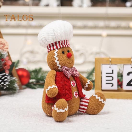 Bambola di Pan di Zenzero di Natale in Peluche Morbida Imbottita Giocattolo Bambola di Natale per Decorazioni Festive Ragazza Ragazzo Seduto Giocattolo Pan di Zenzero per Esposizione su Porta Scaffale