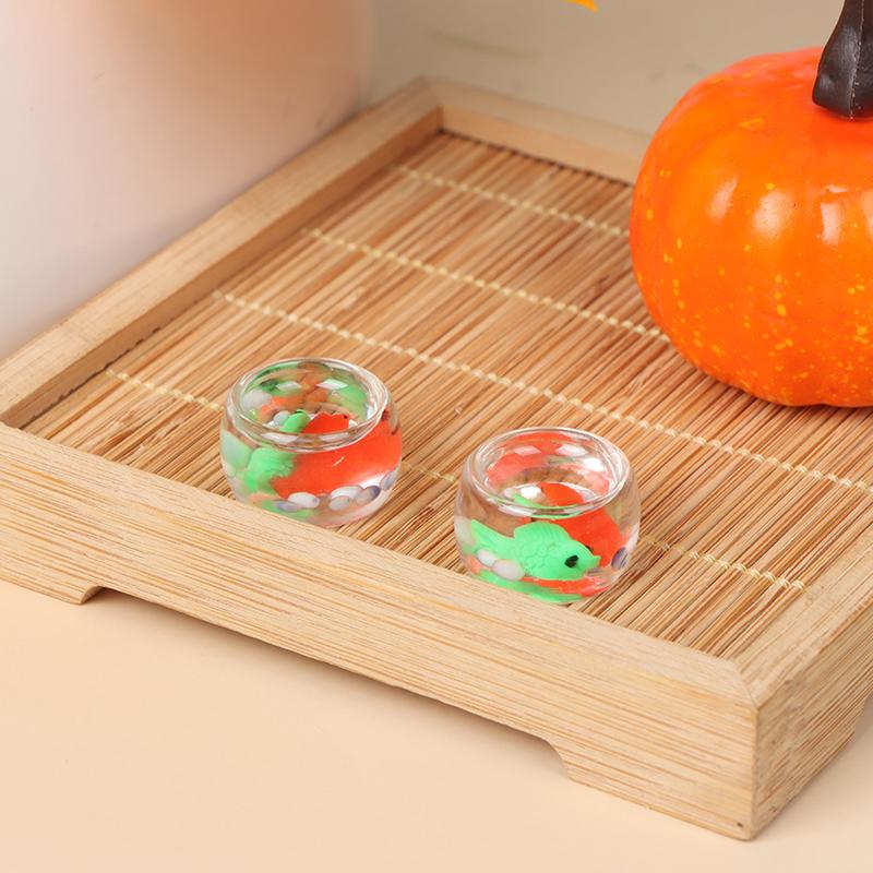 Dollhouse Miniature Glass Fish Tank Bowl Aquarium Doll House Home Ornament Toy For Dollhouse Decals