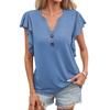 Women's V Neck Lotus Sleeves Elegant Women's Short Sleeve Top T-shirt