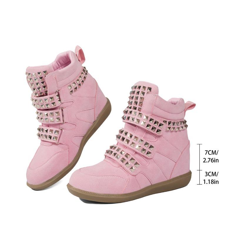 Literary Style Rivet High-top Boots Women's Platform Short Boots Slope Heel Sports Shoes High-top Shoes Pile Boots Women