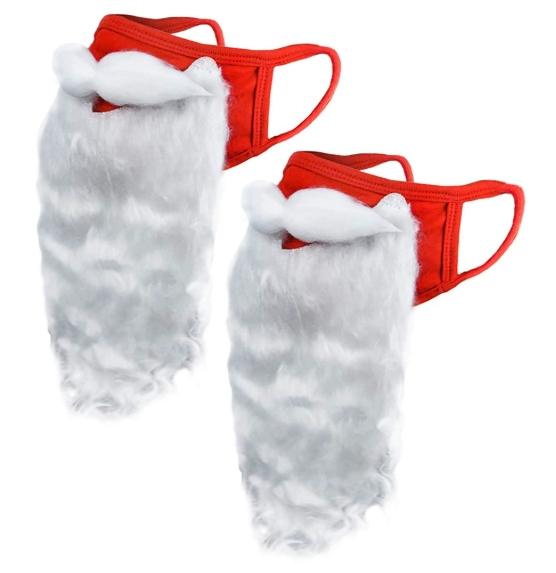 Christmas party beard mask, red pure cotton mask, hat, holiday prank, white beard dust mask Santa Claus decoration role-playing