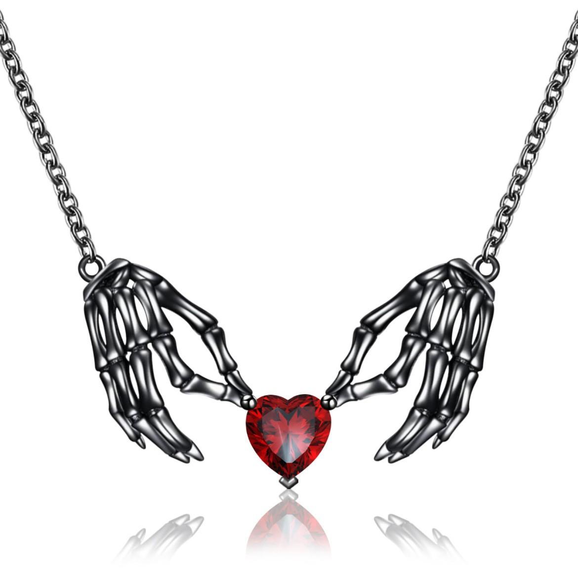 

Ретро-модный дизайн, преувеличенный стиль панк, индивидуальность, темно-красное ожерелье с подвеской в виде когтя призрака любви для мужчин и женщин