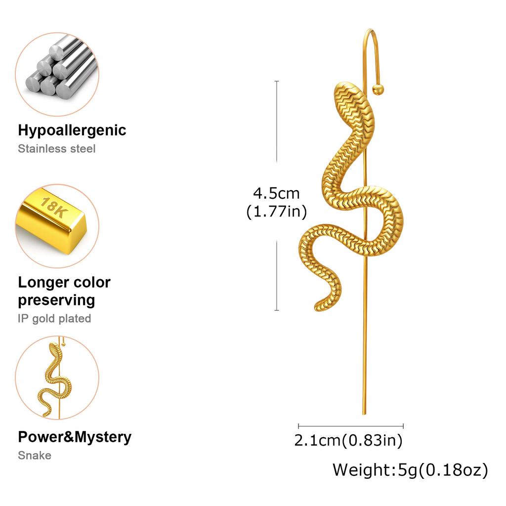 1 Piece Helix Hooks Earrings Ear Wrap Crawler Hook Earrings For Women, Snake Serpent Cartilage Piercing Punk Jewelry