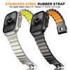 Magnetiskt Rostfritt Stålband för Apple Watch Ultra 3 2 49mm Gummiband för Män för Iwatch Serie 11 10 46mm 9 8 7 6 se 44mm 45mm
