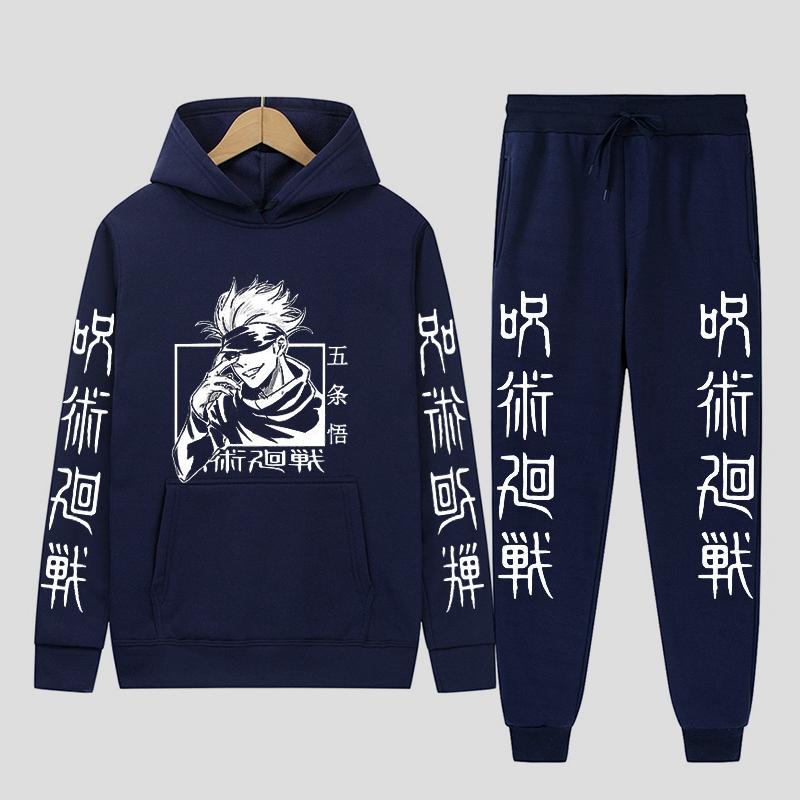 Herren Anime Bedrucktes Hoodie-Set, Herren Trendiges Street Fashion Langarm-Set