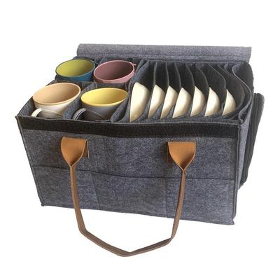 Felt Board Dish Cup Storage Bag Cup Holder Thickened Camp Tableware Storage Container Kitchen Cabinet Layered Plate Storage Box