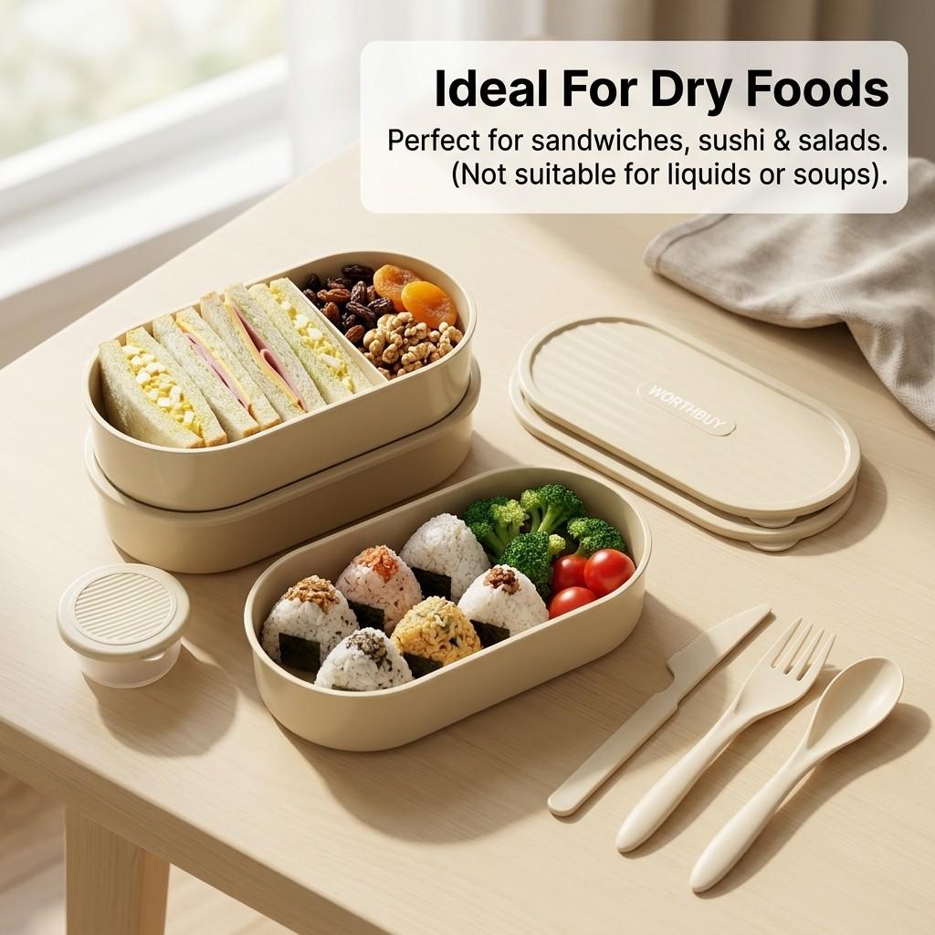 2Pcs/Set Double Layer Plastic Bento Lunch Box With Cartoon Strap Microwave Heatable Portable Food Container For Kids Students