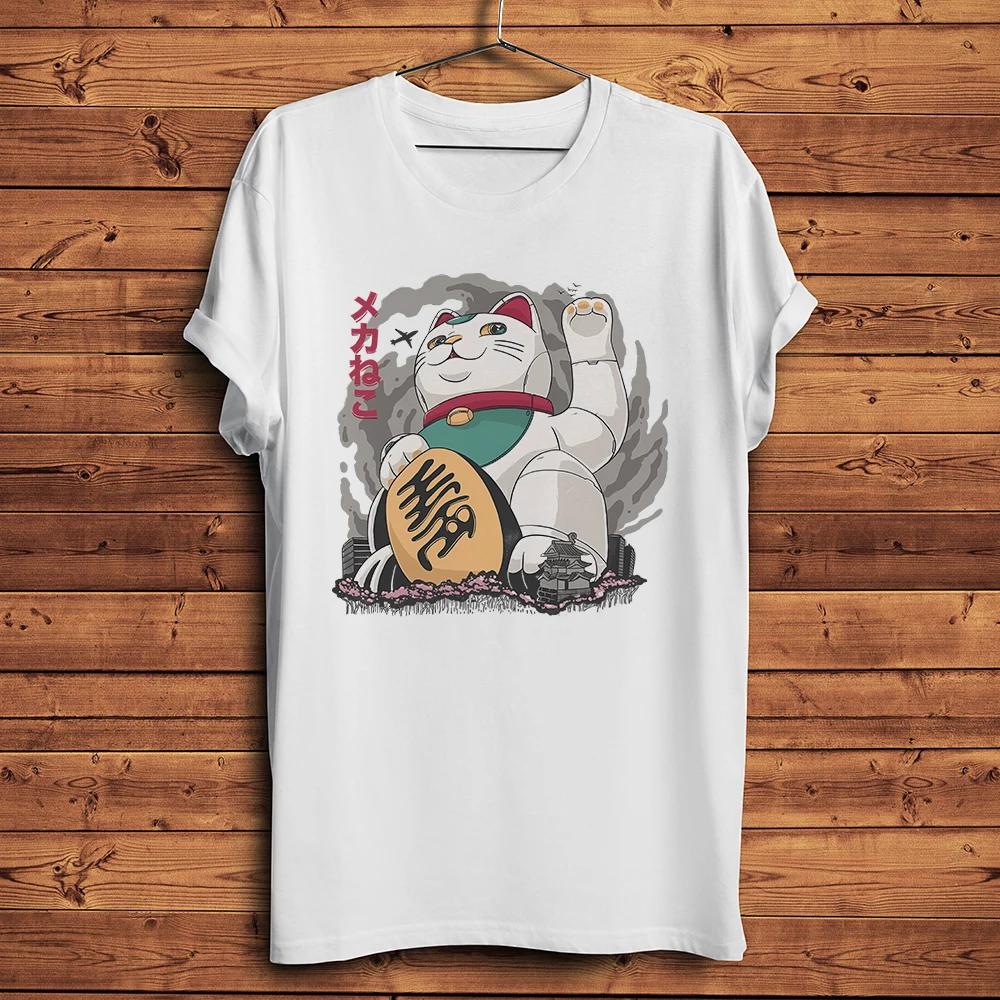Colossal Mecha Fortune Neko Cat Maneki Funny Lucky Meow T-Shirt,Men Short Sleeve TShirt,Street