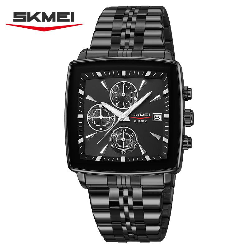 Skmei Luxury Quartz Mens Casual Top Brand Square Watches Movement Waterproof Mens Wristwatches Date Week Display Male Clock