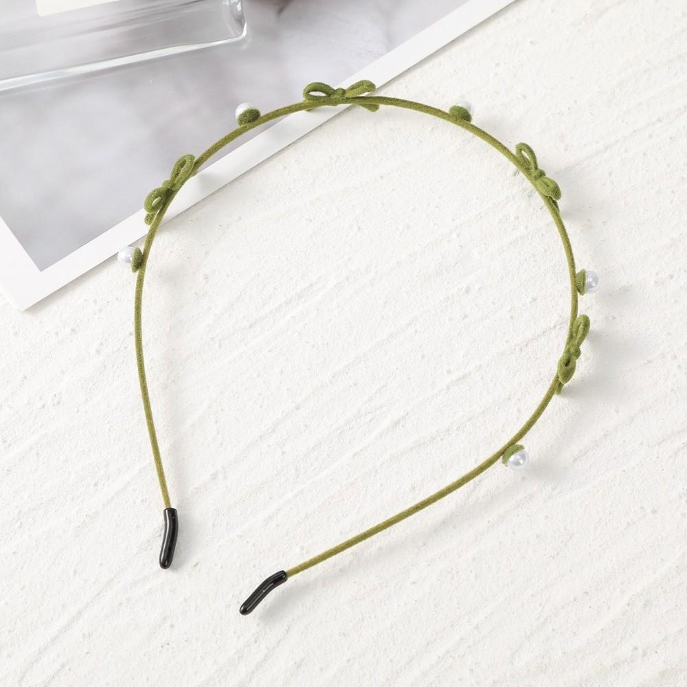Pearl Bow Hairband Plush Women Hair Hoop Sweet Flower Headband Girls