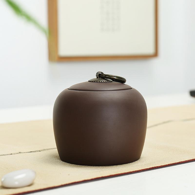 tea can Purple clay ceramic tea jar Sealed storage tank ceramic Porcelain Storage Jar Household Candy Coffee Bean Sealed tank