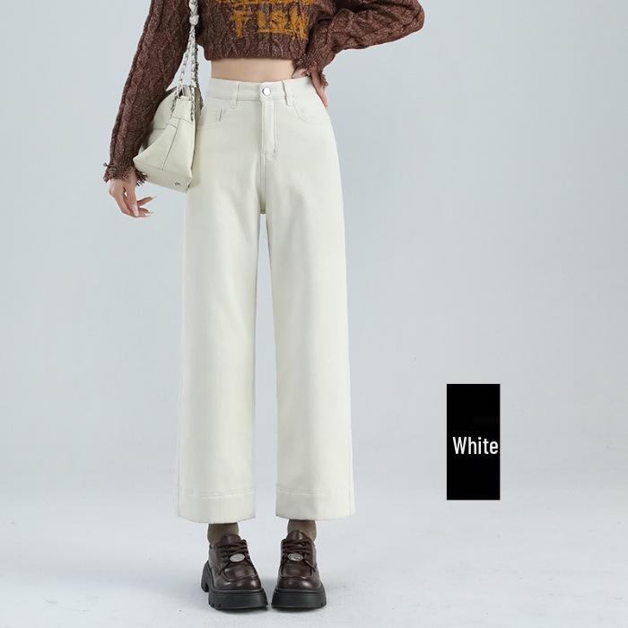 

Fleece-Lined High-Waisted Stretch Denim Cigarette Jeans in Nostalgic Blue S