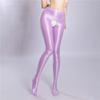 Sexy Women Crotchless Pencil Pants Elastic Glossy Shiny Slim Leg Yoga Shape Legging Tights Summer Ootd Fashion Party Dance