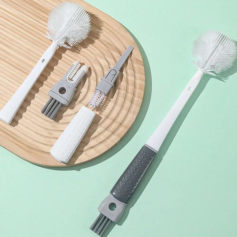 Water Bottle Cleaner Brush 5 In 1 Silicone Detachable Scrubber Long Handle Milk Bottle Kettle Wineglass Brushes Kitchen Tool