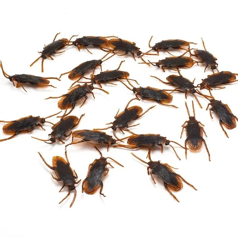 10pcs Funny Fake Cockroach Toys Halloween Decoration Jokes Pranks Maker Novelty Tricks Simulation False Animals for Party Adult