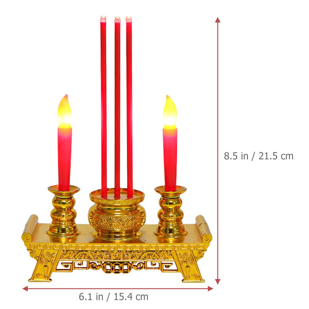 Incense Burner LED Lamp Chinese Candlestick Temple Decoration Lights for Tealight Holder