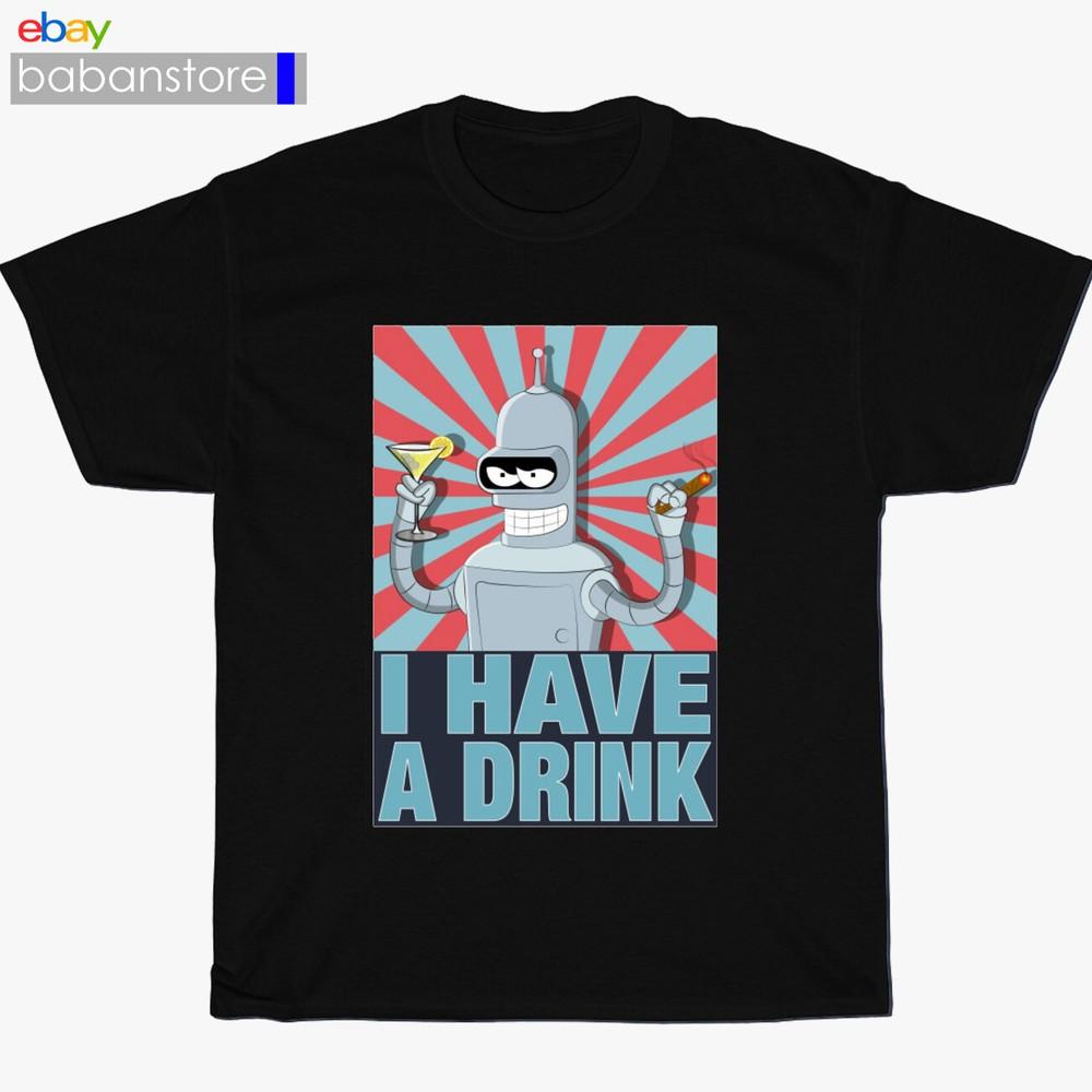 

New Futurama Bender Drinking Logo Black/Grey/Nav wbr/ y TShirt Size S3XL Unisex T-Shirt S
