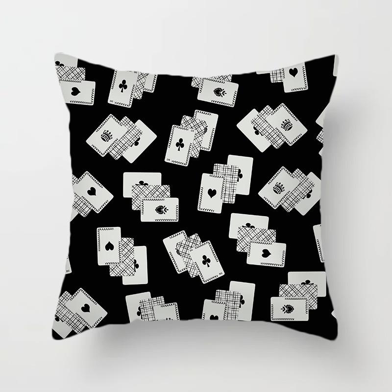 Juste de coussin carrée avec motif de poker, décoration de luxe pour la maison, accessoires magiques, cœur noir, bureau, canapé, voiture