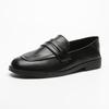 Loafers Women's Summer Thick Low-heeled Single Shoes Neutral Unisex Black Matte Small Leather Shoes Women's Skirt